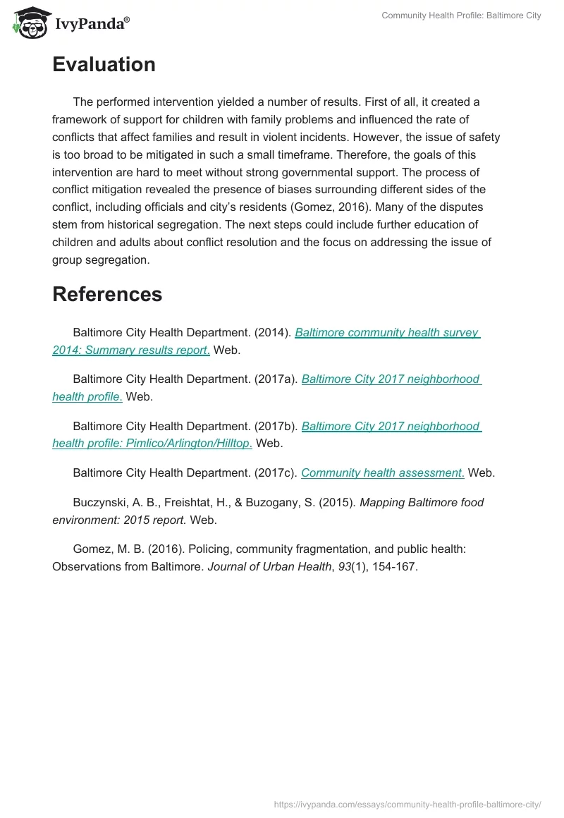 Community Health Profile: Baltimore City. Page 4