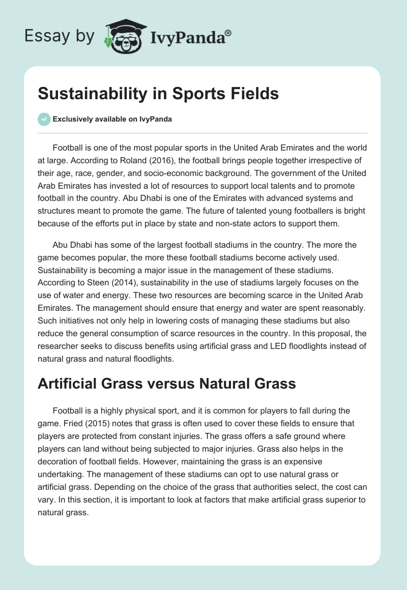 Sustainability in Sports Fields. Page 1