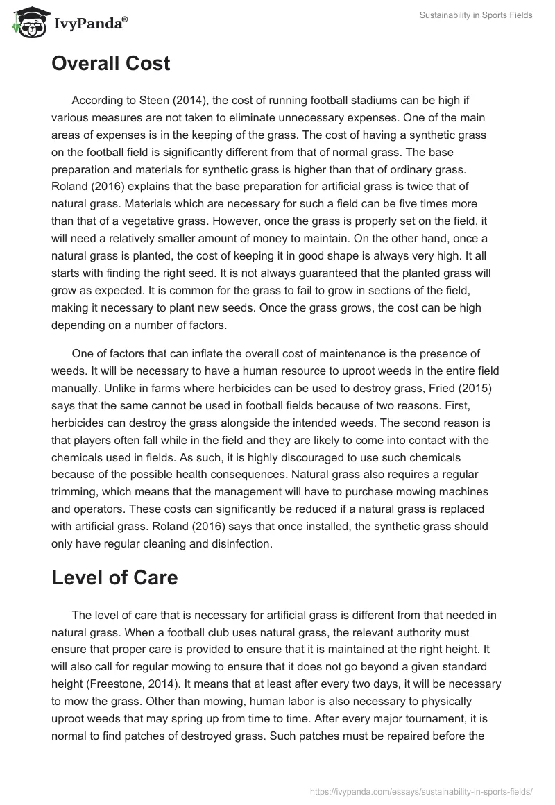 Sustainability in Sports Fields. Page 2