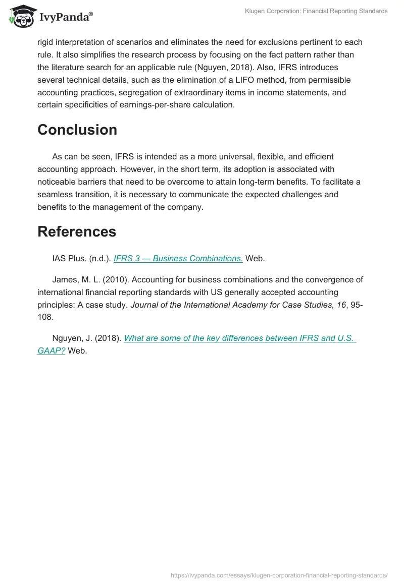 Klugen Corporation: Financial Reporting Standards. Page 3