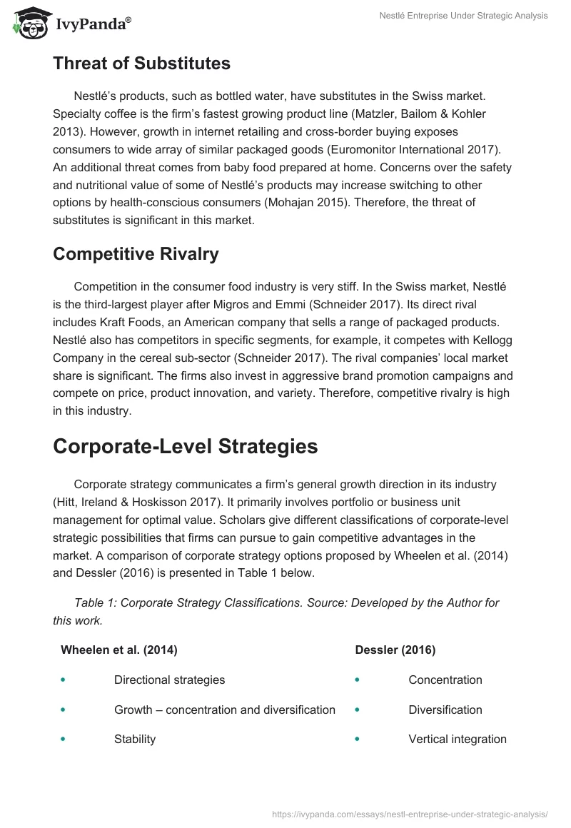 Nestlé Entreprise Under Strategic Analysis. Page 4