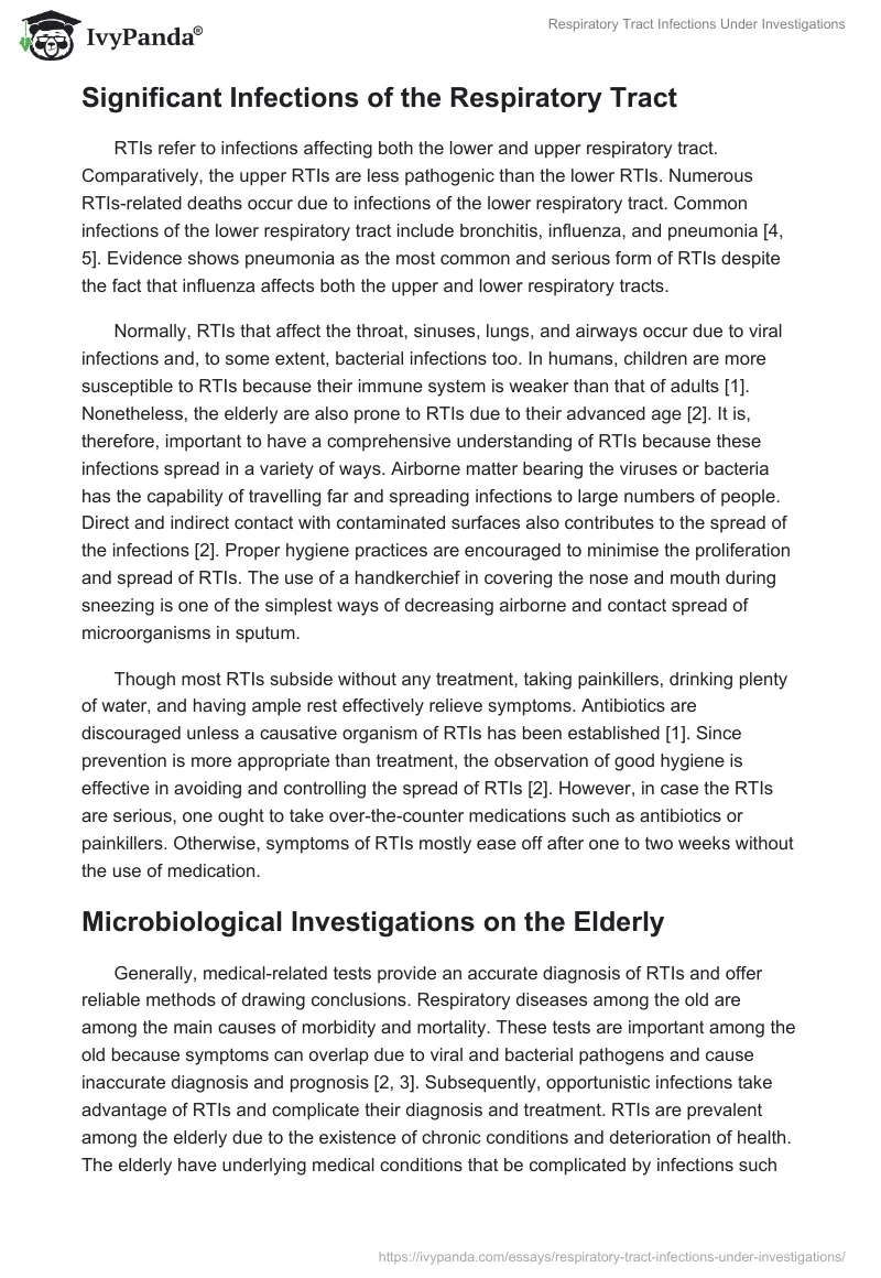 Respiratory Tract Infections Under Investigations. Page 2