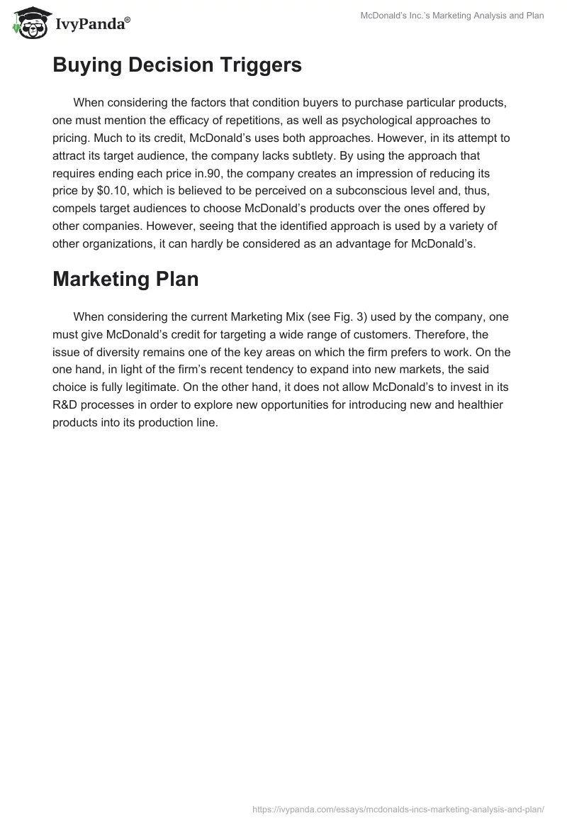 McDonald’s Inc.’s Marketing Analysis and Plan. Page 3