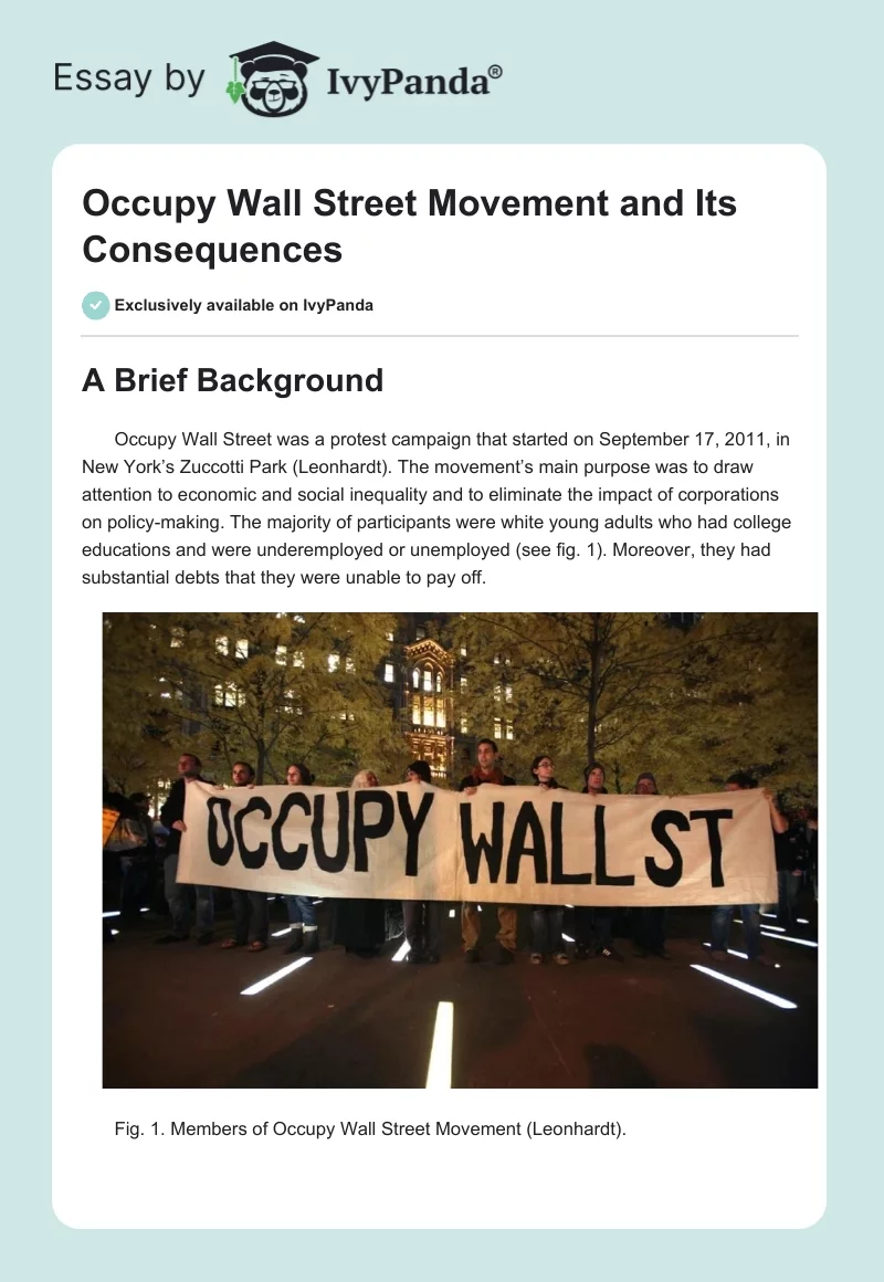 Occupy Wall Street Movement and Its Consequences. Page 1