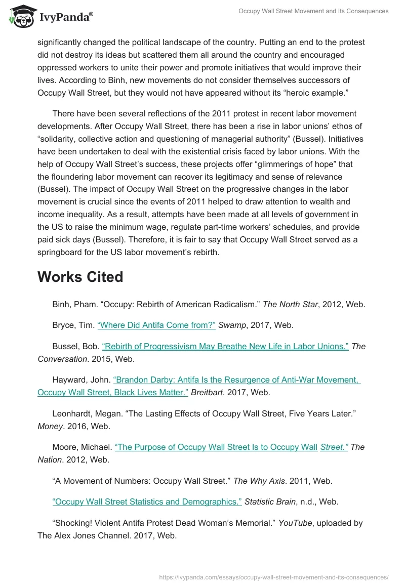 Occupy Wall Street Movement and Its Consequences. Page 5