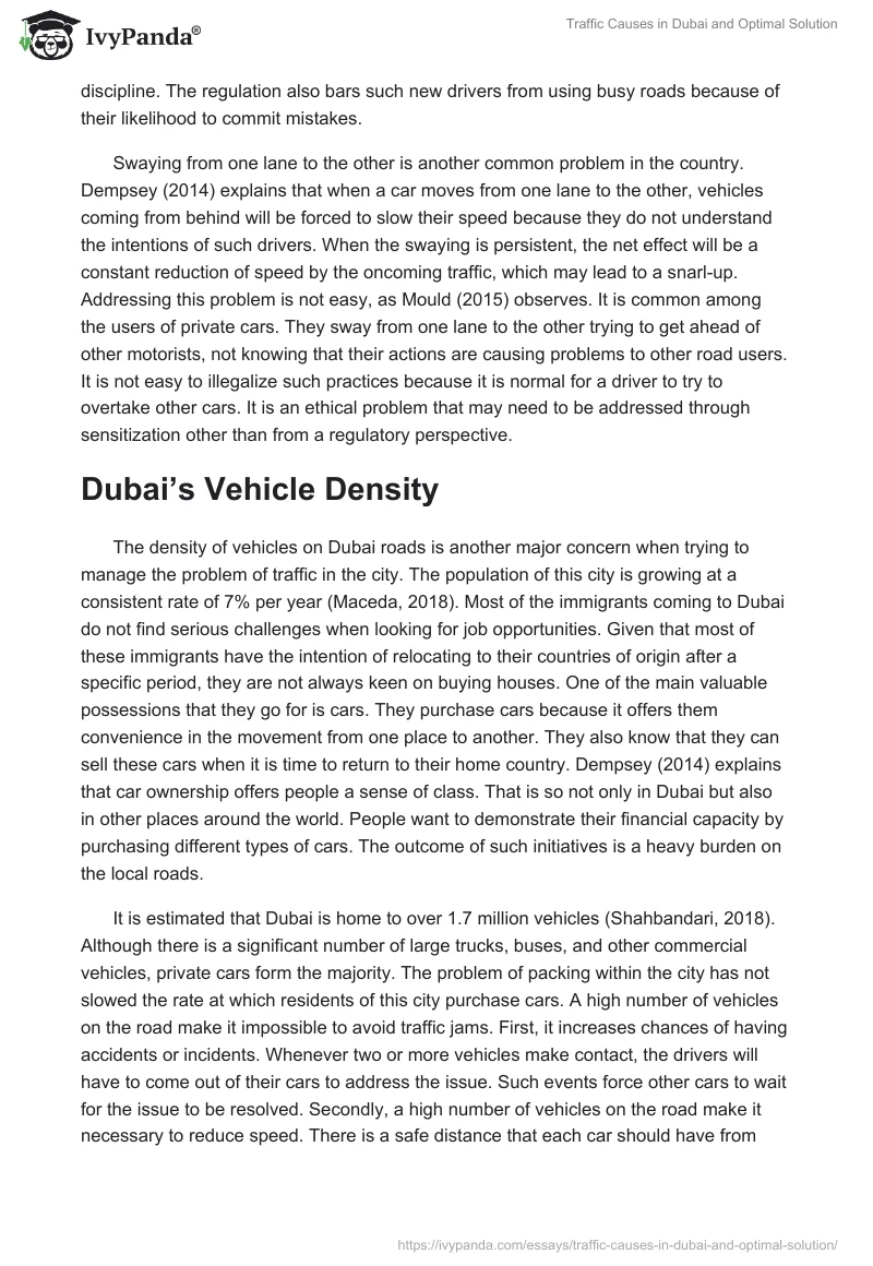 Traffic Causes in Dubai and Optimal Solution. Page 5
