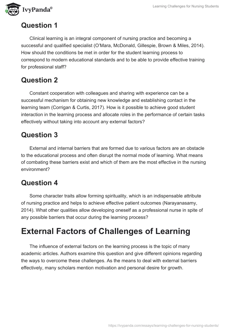 Learning Challenges for Nursing Students. Page 2