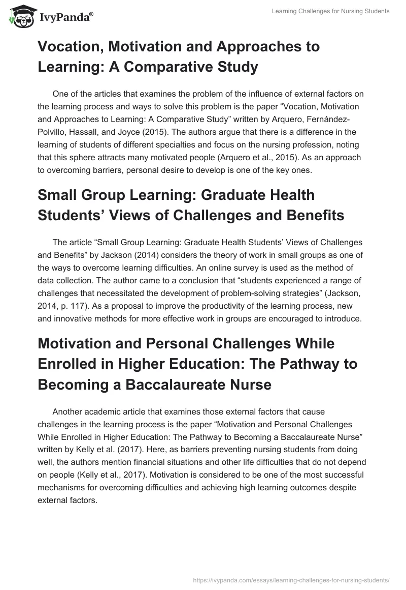 Learning Challenges for Nursing Students. Page 3