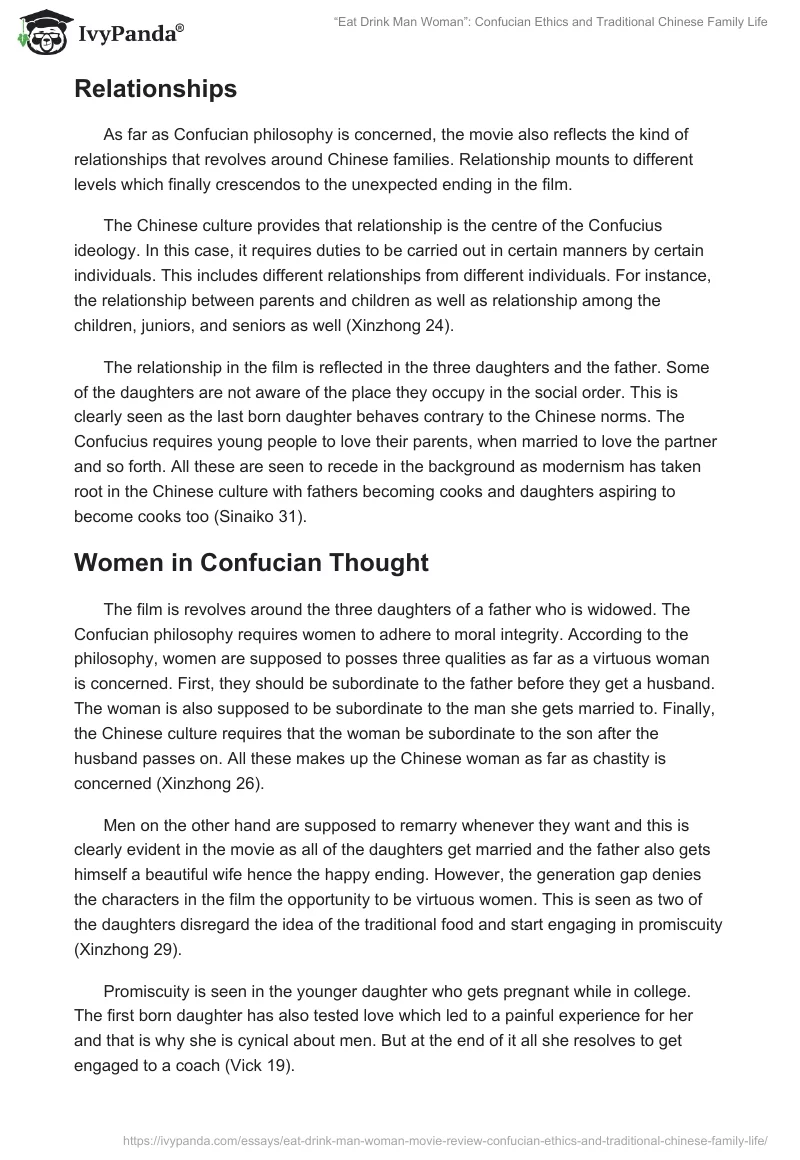 “Eat Drink Man Woman”: Confucian Ethics and Traditional Chinese Family Life. Page 4