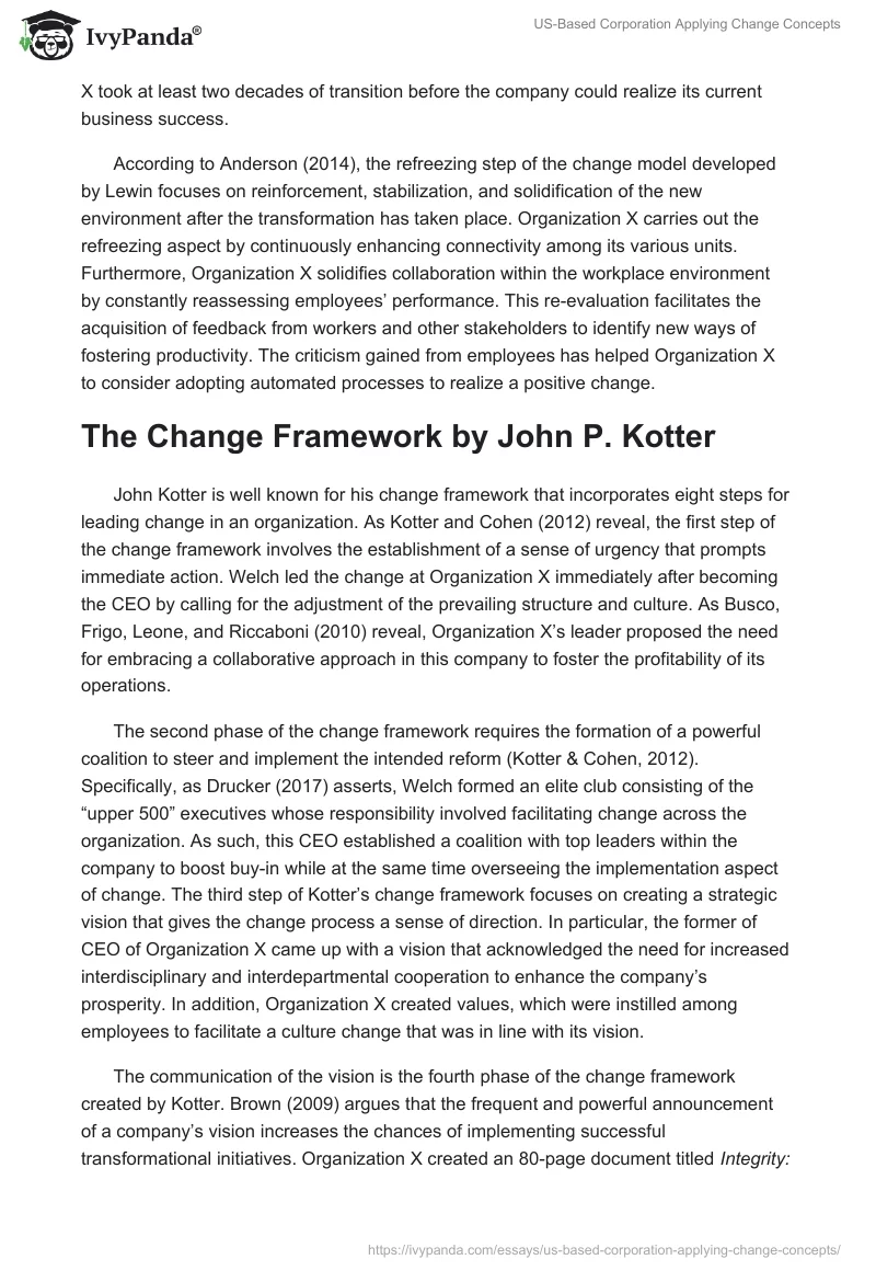 US-Based Corporation Applying Change Concepts. Page 5