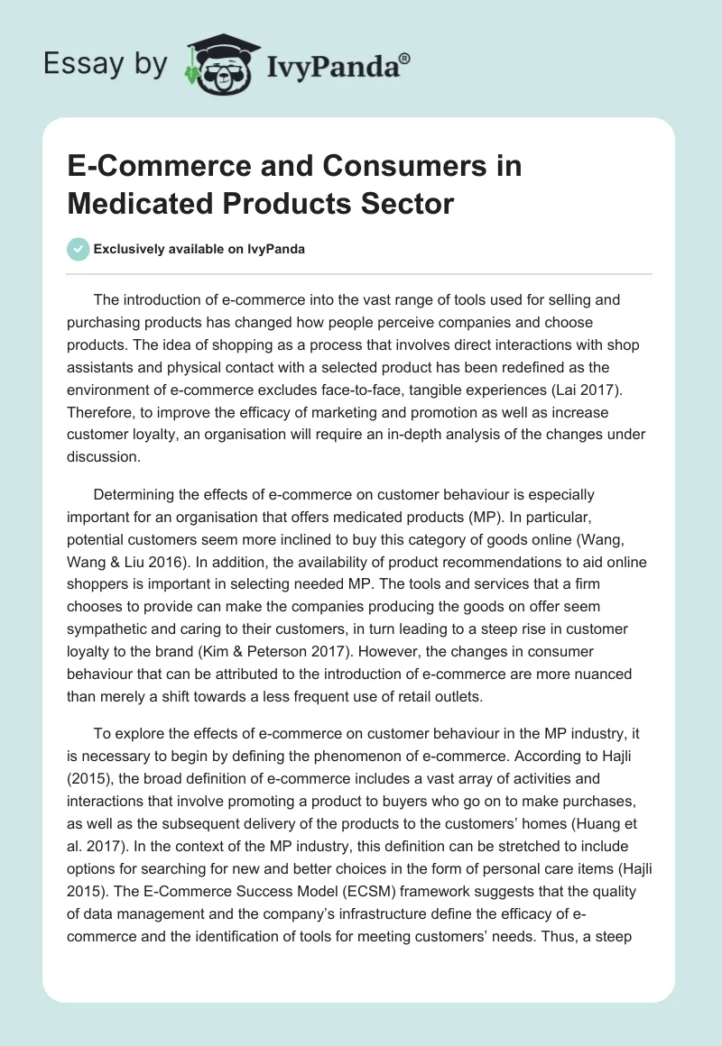 E-Commerce and Consumers in Medicated Products Sector. Page 1