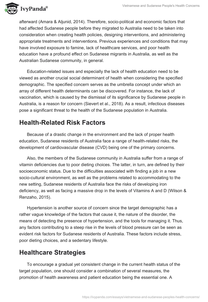 Vietnamese and Sudanese People's Health Concerns. Page 4