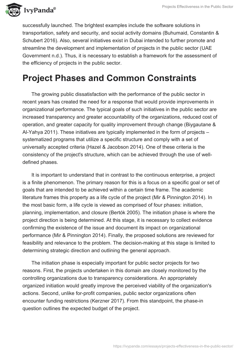 Projects Effectiveness in the Public Sector. Page 2