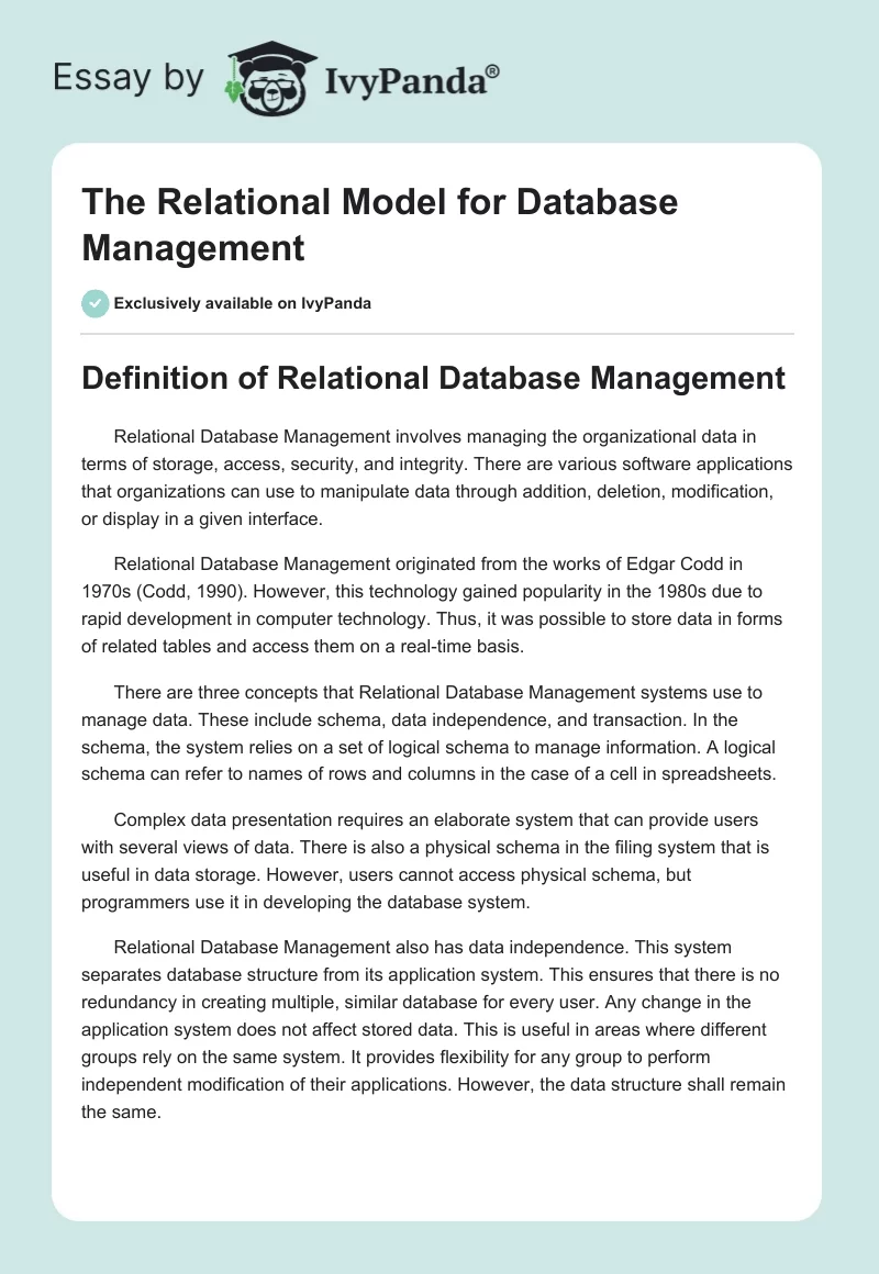 The Relational Model for Database Management. Page 1