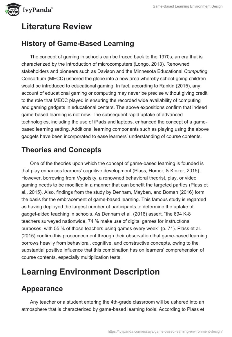 Game-Based Learning Environment Design. Page 2