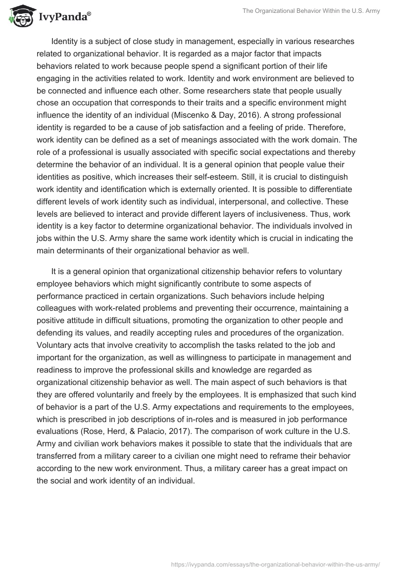 The Organizational Behavior Within the U.S. Army. Page 2