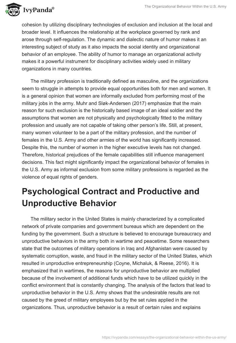 The Organizational Behavior Within the U.S. Army. Page 4