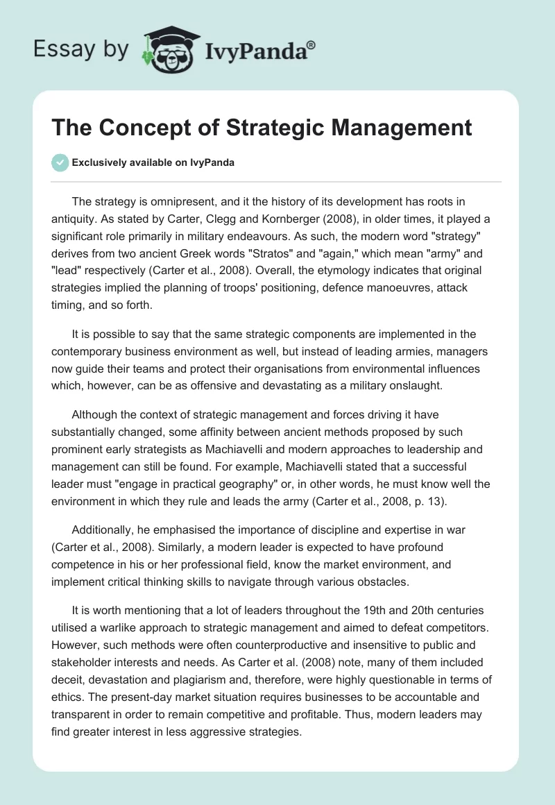 The Concept of Strategic Management. Page 1