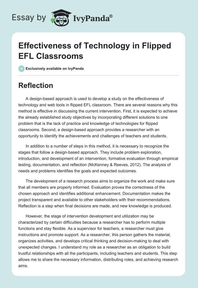 Effectiveness of Technology in Flipped EFL Classrooms. Page 1