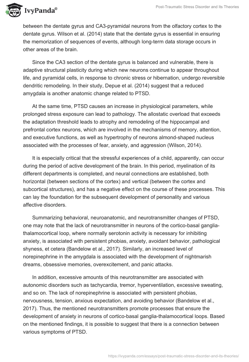 Post-Traumatic Stress Disorder and Its Theories. Page 2
