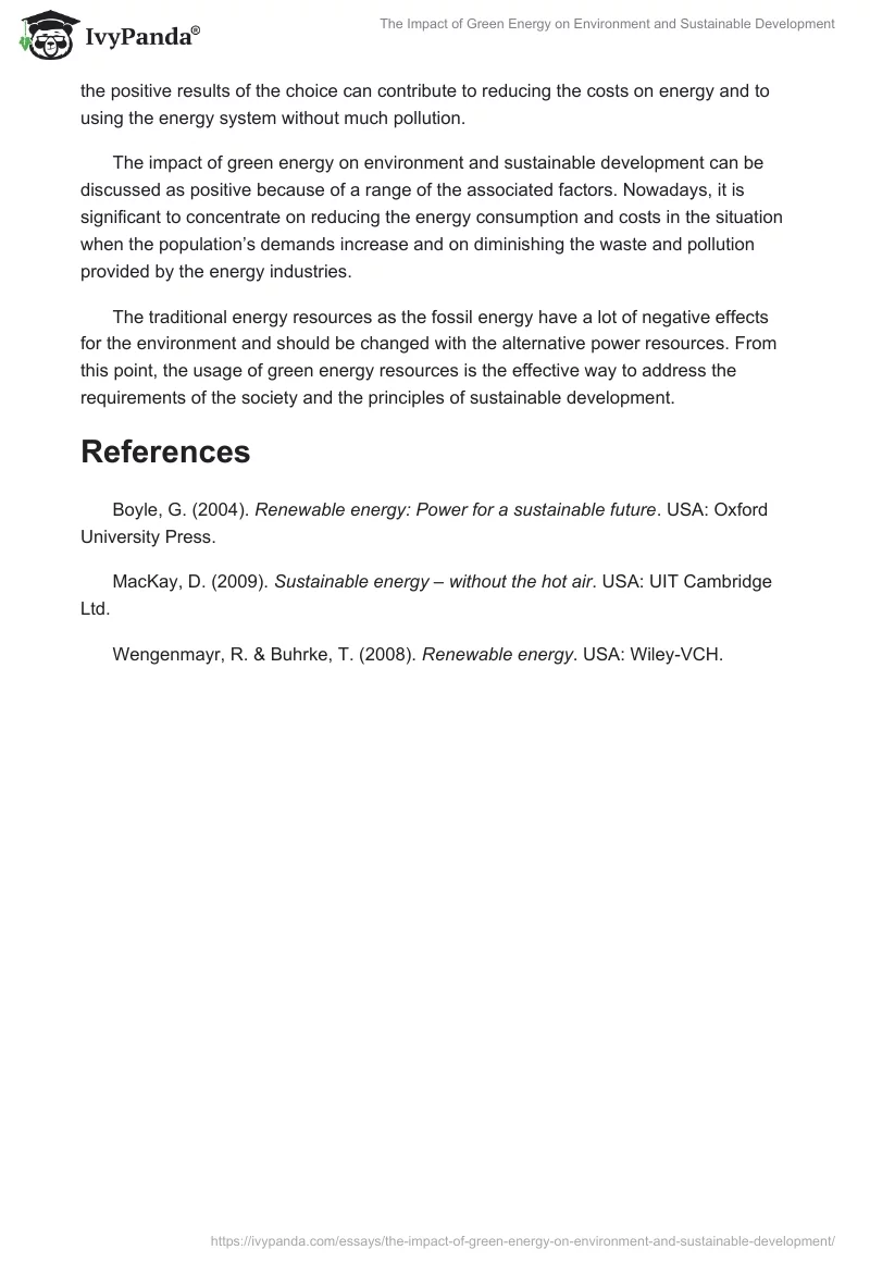The Impact of Green Energy on Environment and Sustainable Development. Page 3