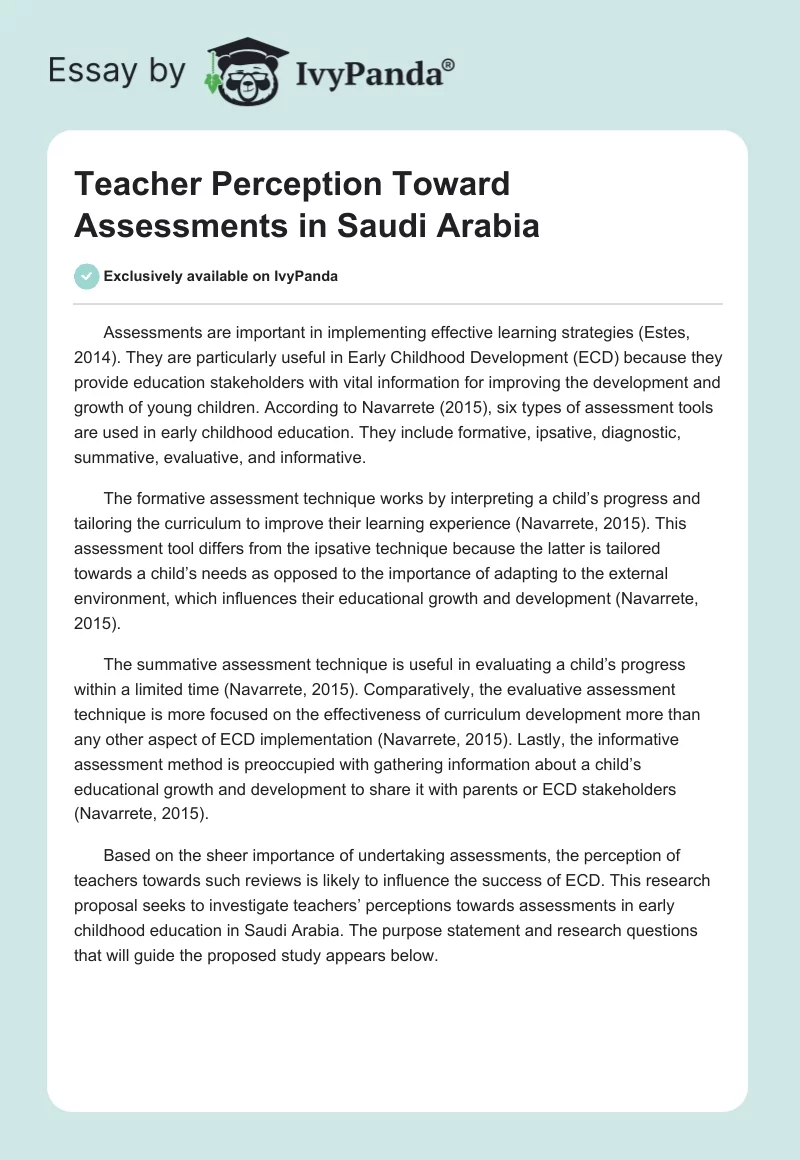 Teacher Perception Toward Assessments in Saudi Arabia. Page 1
