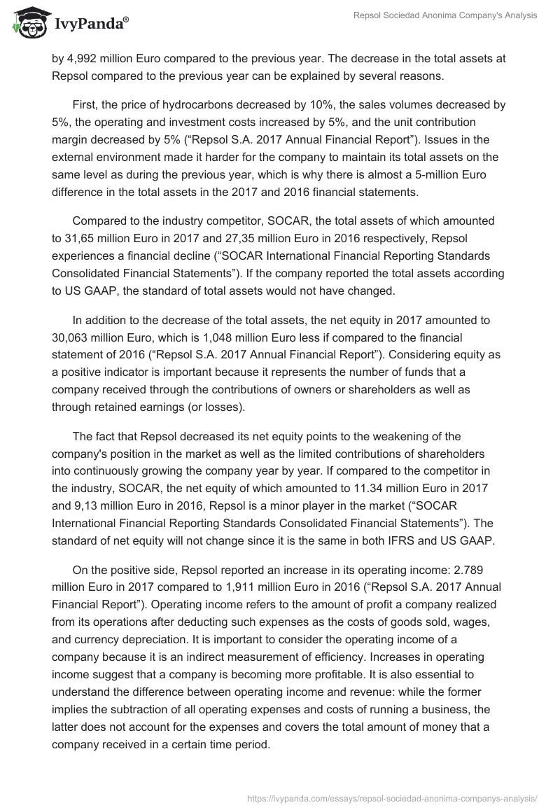 Repsol Sociedad Anonima Company's Analysis. Page 5