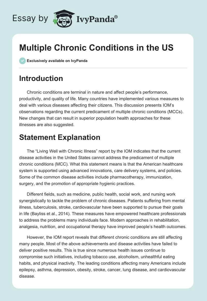 Multiple Chronic Conditions in the US. Page 1