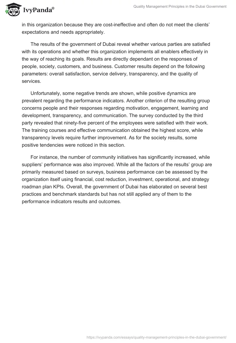 Quality Management Principles in the Dubai Government. Page 2