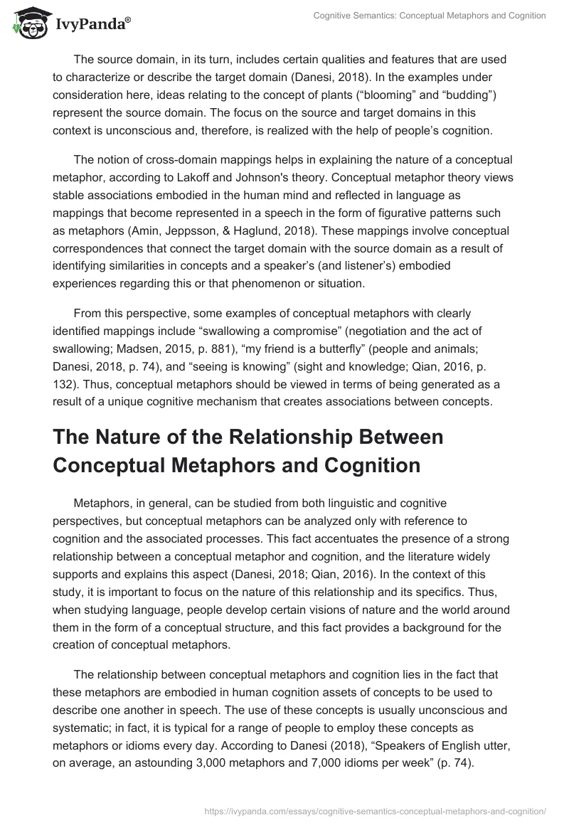 Cognitive Semantics: Conceptual Metaphors and Cognition. Page 3
