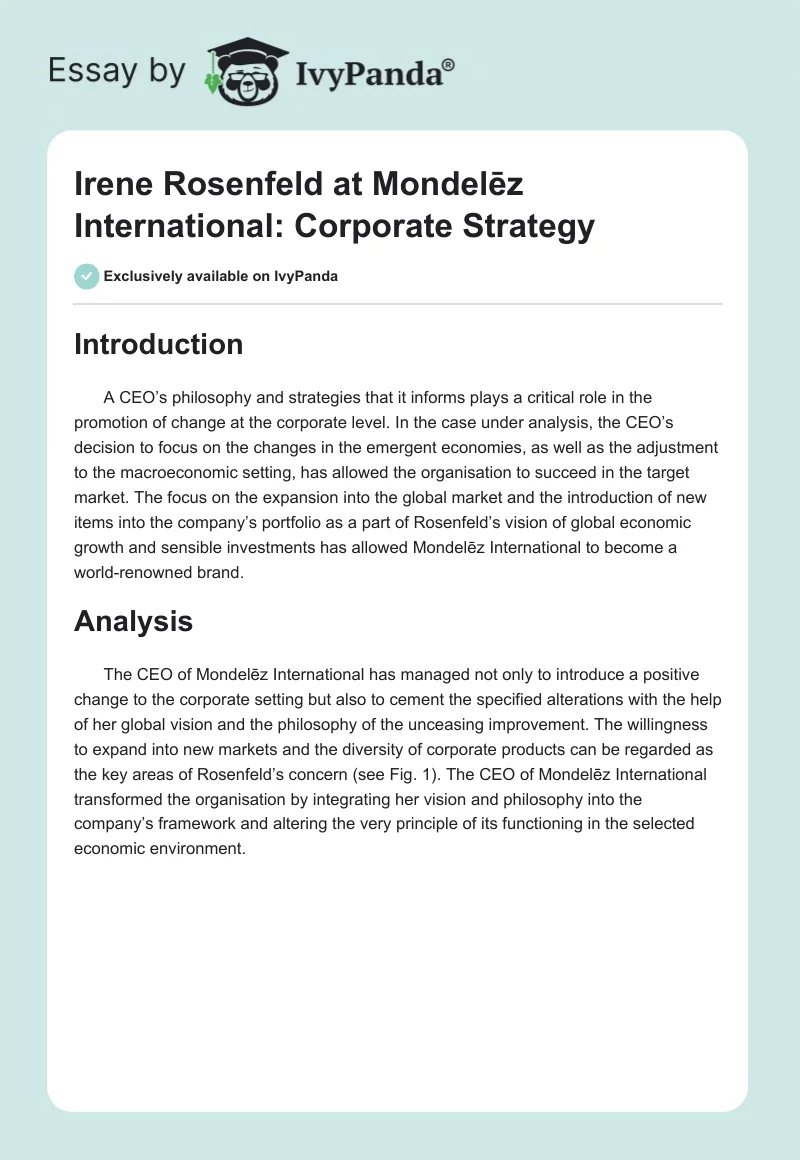 Irene Rosenfeld at Mondelēz International: Corporate Strategy. Page 1