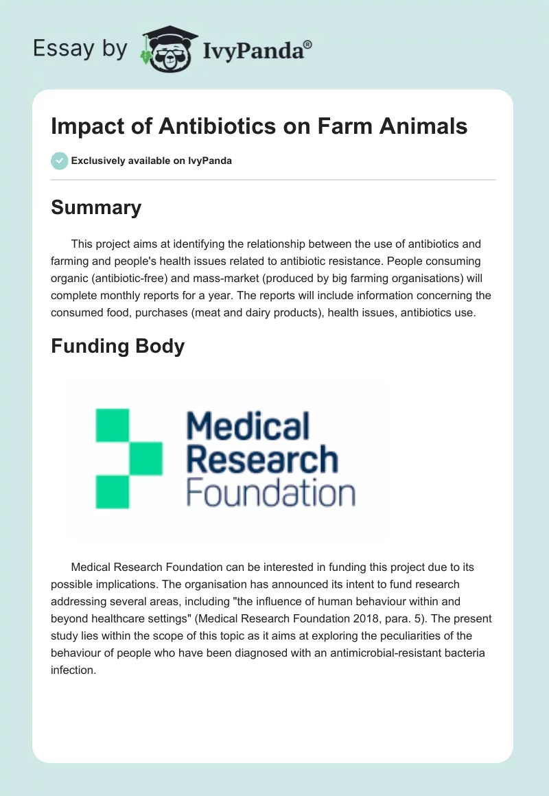 Impact of Antibiotics on Farm Animals. Page 1