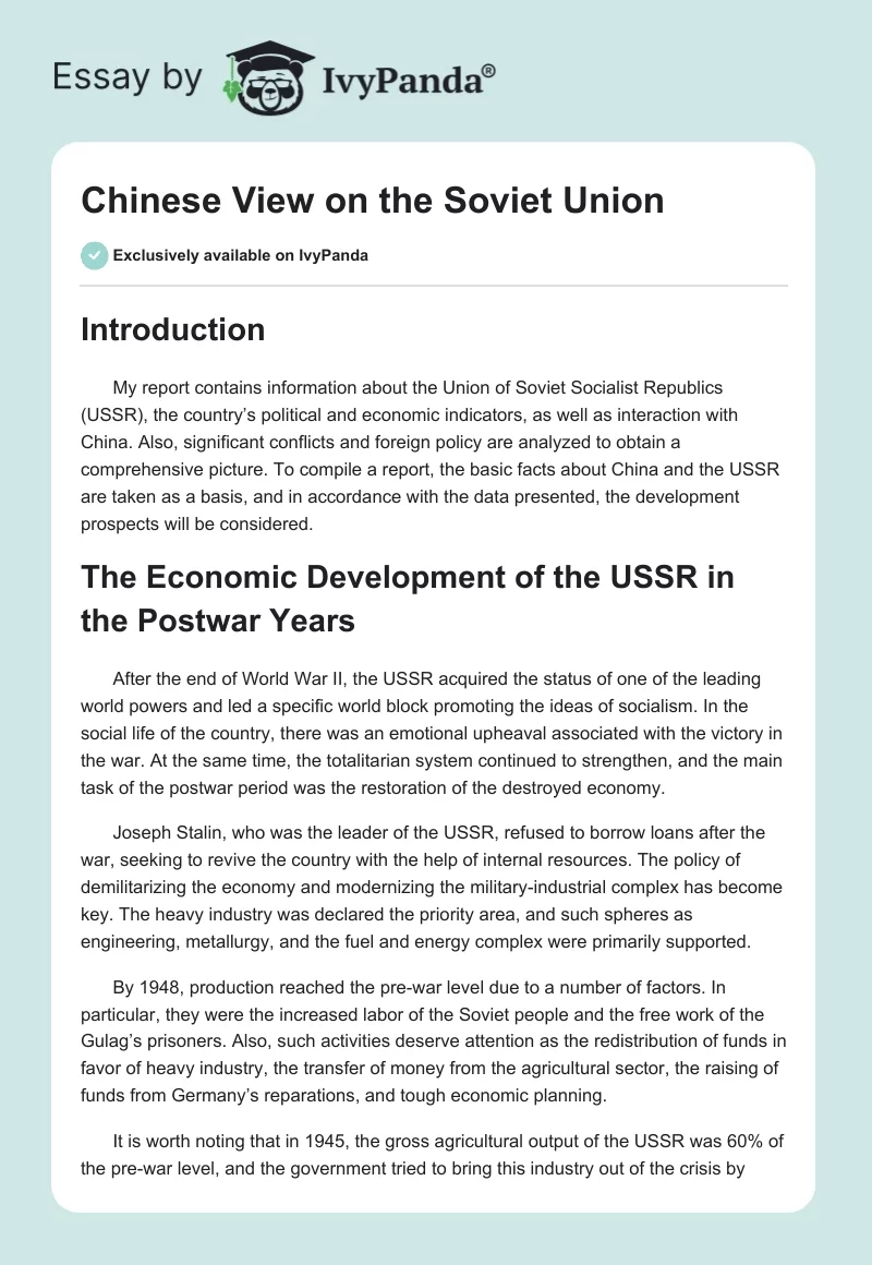 Chinese View on the Soviet Union. Page 1