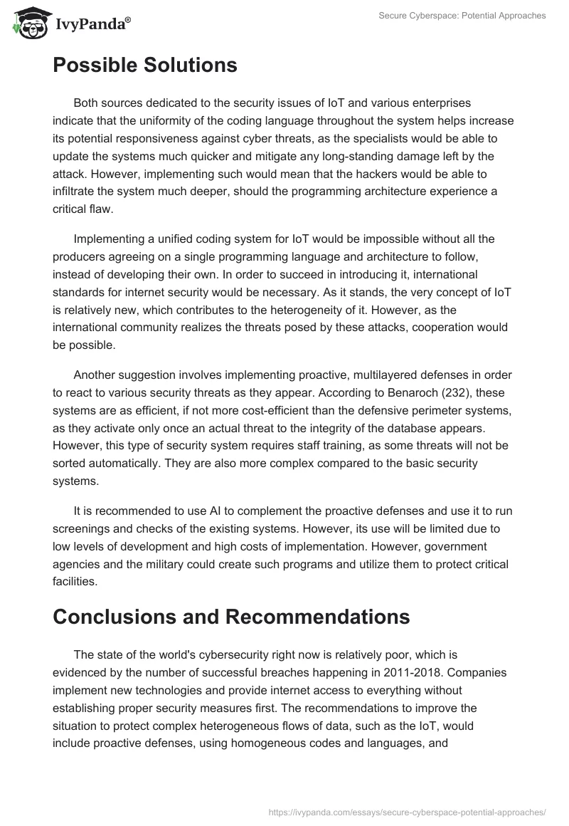 Secure Cyberspace: Potential Approaches. Page 3