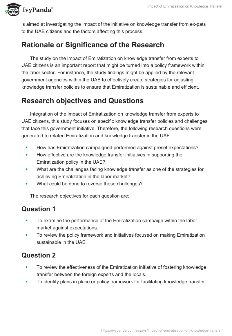 Impact of Emiratisation on Knowledge Transfer. Page 3
