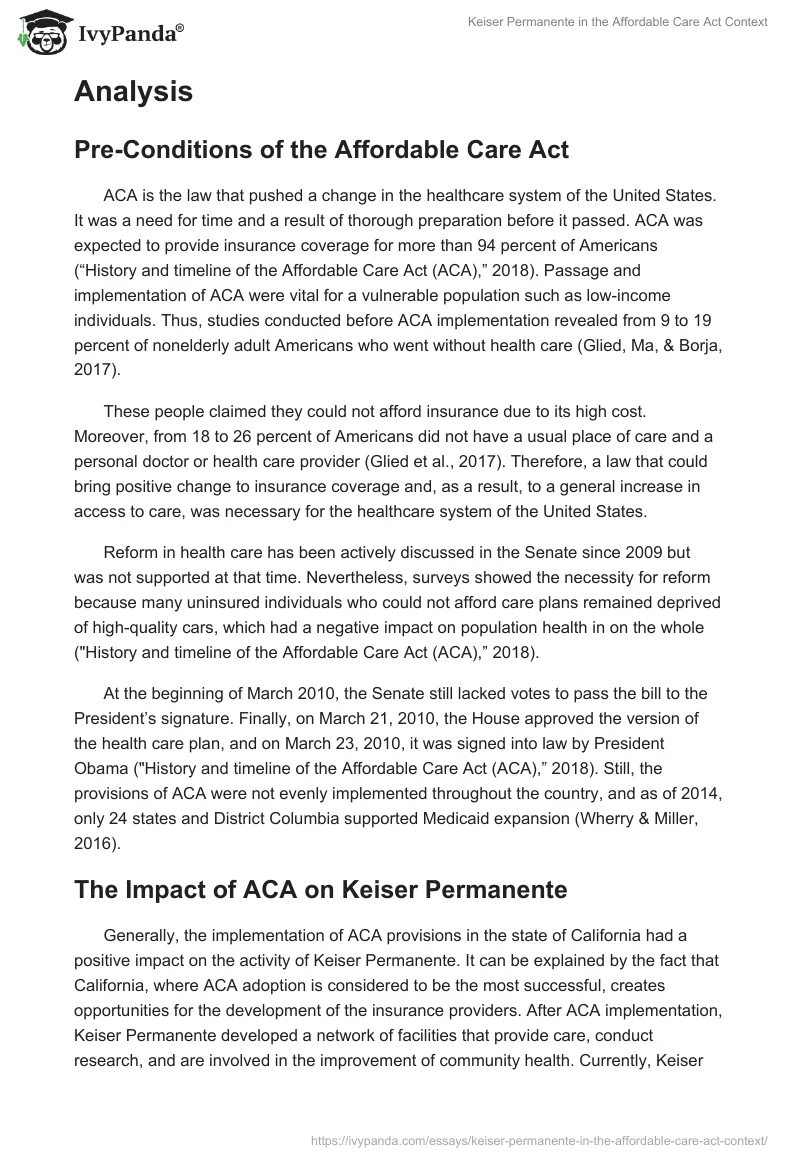 Keiser Permanente in the Affordable Care Act Context. Page 2
