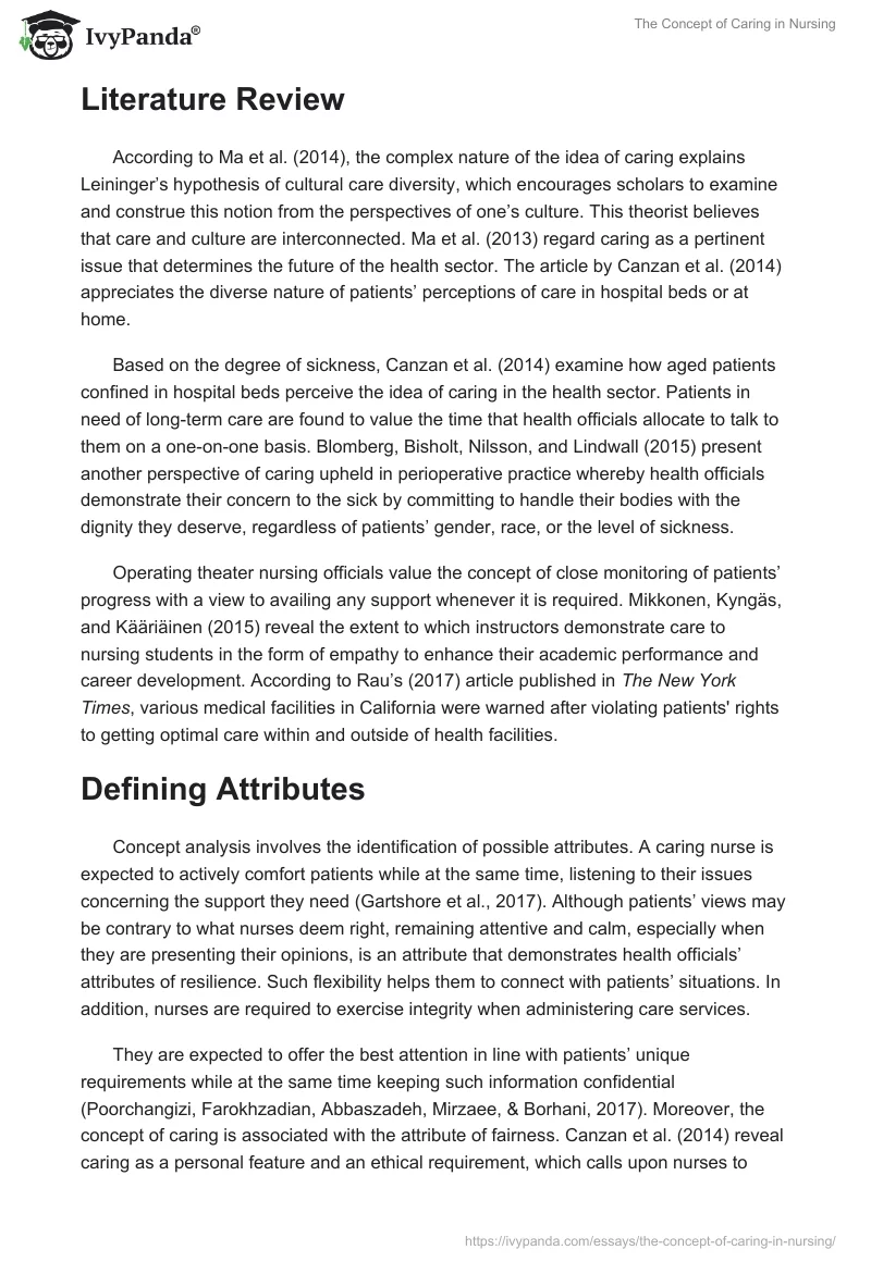 The Concept of Caring in Nursing. Page 2