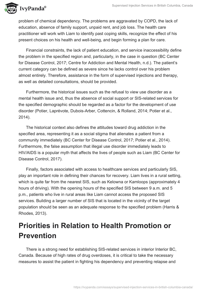 Supervised Injection Services in British Columbia, Canada. Page 2