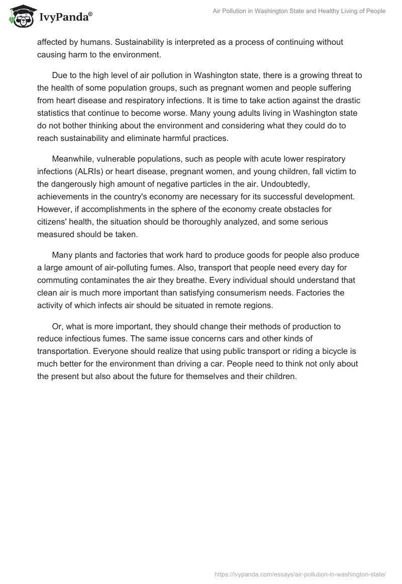 Air Pollution in Washington State and Healthy Living of People. Page 2