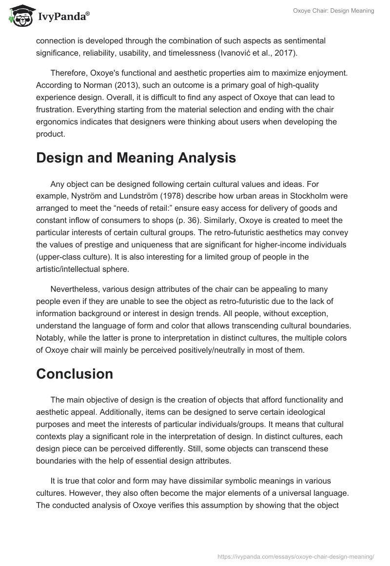 Oxoye Chair: Design Meaning. Page 2
