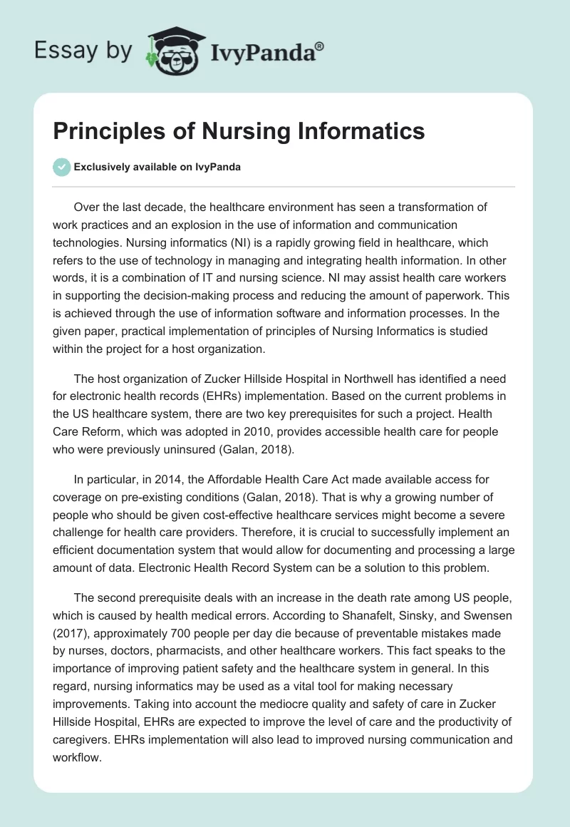 Principles of Nursing Informatics. Page 1