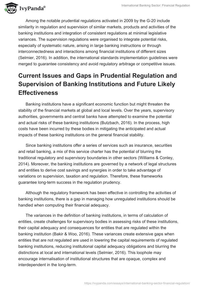 International Banking Sector: Financial Regulation. Page 2