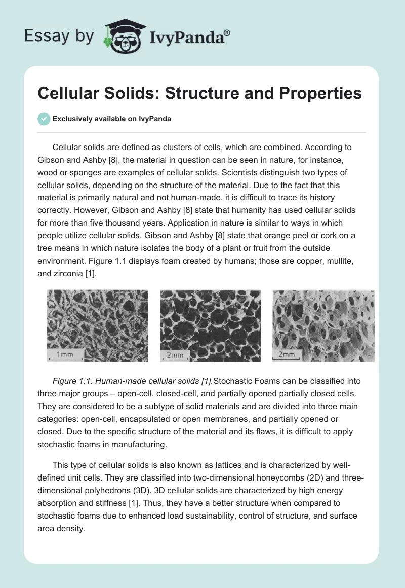 Cellular Solids: Structure and Properties. Page 1
