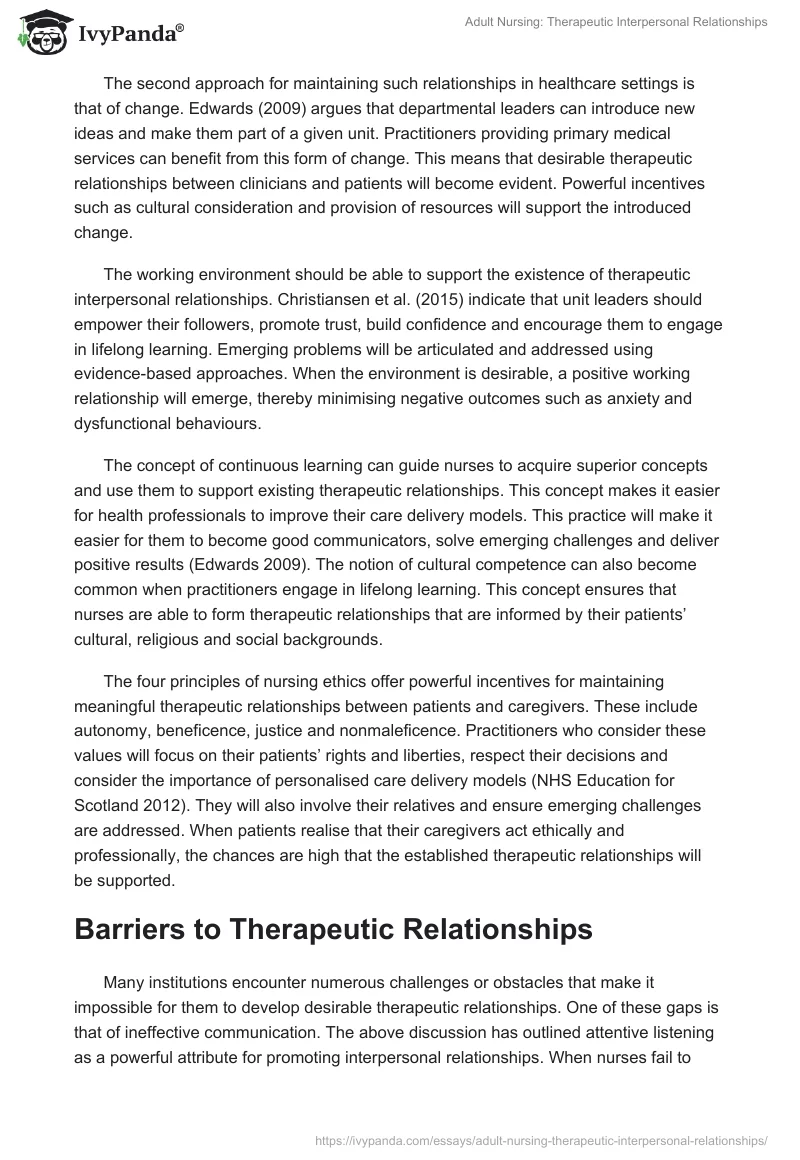 Adult Nursing: Therapeutic Interpersonal Relationships. Page 5