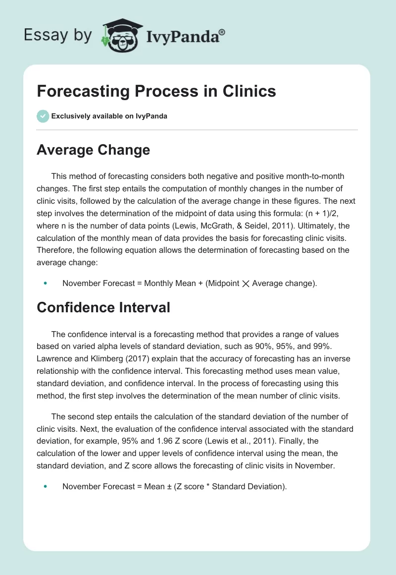 Forecasting Process in Clinics. Page 1