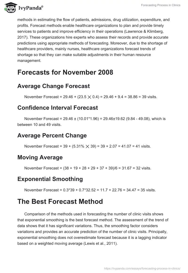 Forecasting Process in Clinics. Page 3