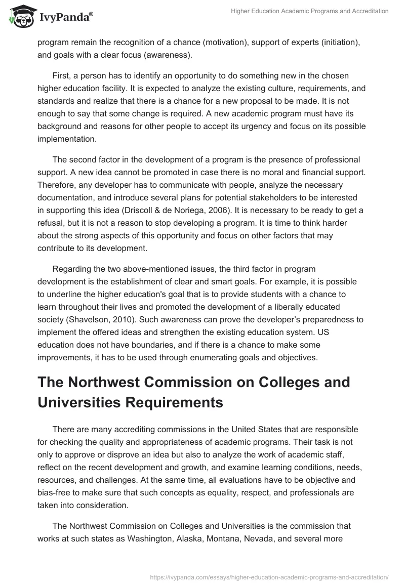Higher Education Academic Programs and Accreditation. Page 2