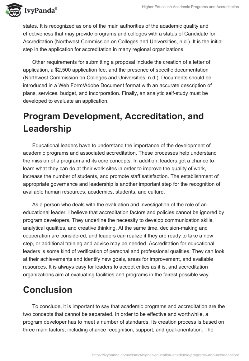 Higher Education Academic Programs and Accreditation. Page 3