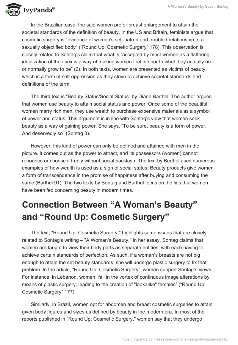 "A Woman's Beauty" by Susan Sontag. Page 5