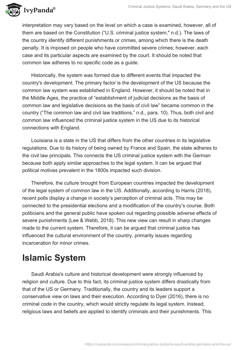 Criminal Justice Systems: Saudi Arabia, Germany and the US. Page 2